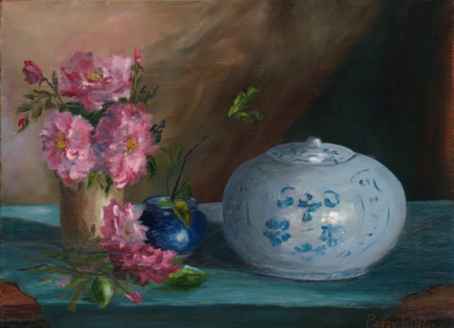 Ginger Jar and Pink Roses